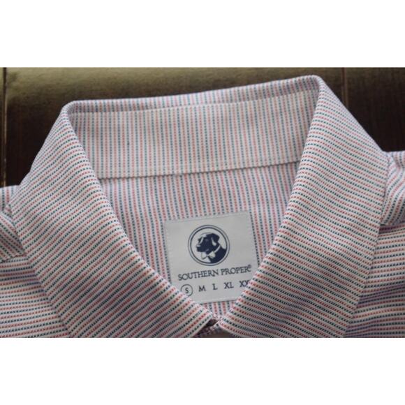 Southern Proper Dress Shirt Striped Short Sleeve Front Pocket Mens Size Small - Picture 7 of 7